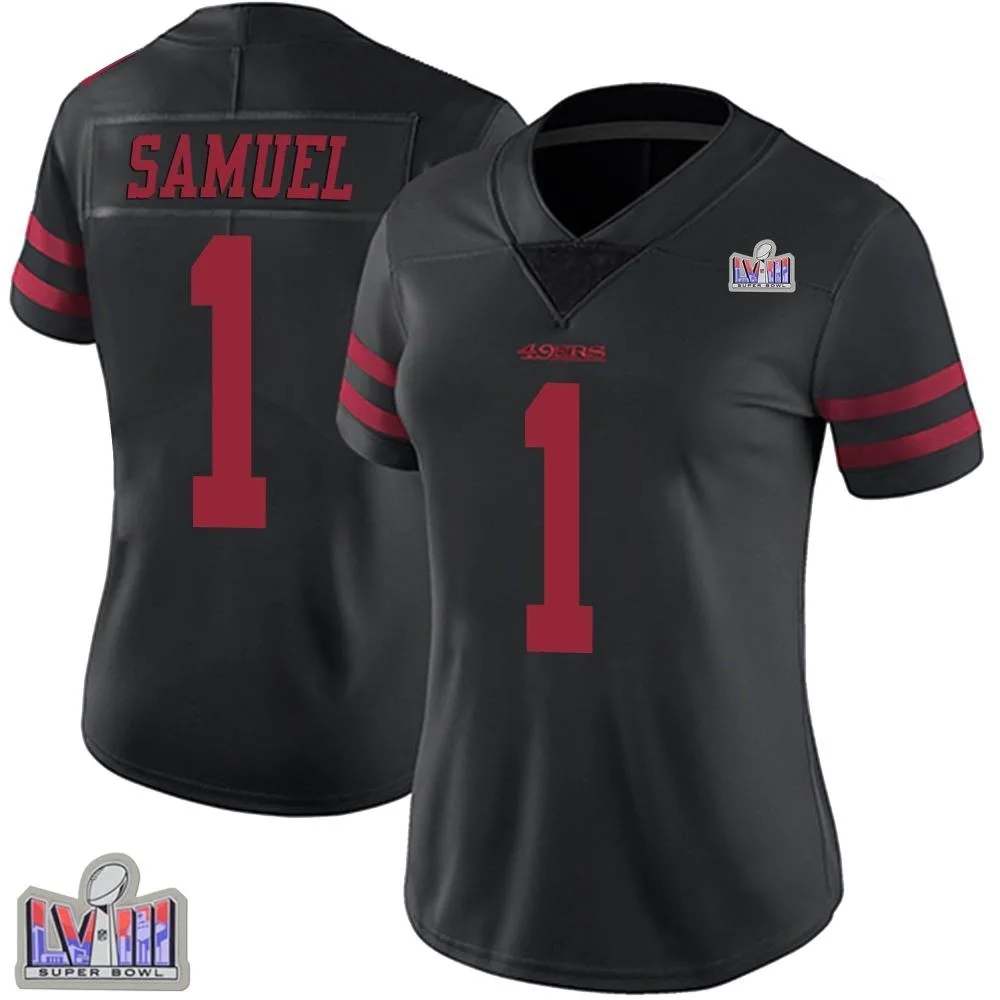 Women's San Francisco 49ers Deebo Samuel Sr. Nike Alternate Vapor Untouchable Super Bowl LVIII Patch Limited Black Jersey Women's San Francisco 49ers Deebo Samuel Sr. Nike Alternate Vapor Untouchable Super Bowl LVIII Patch Limited Black Jersey