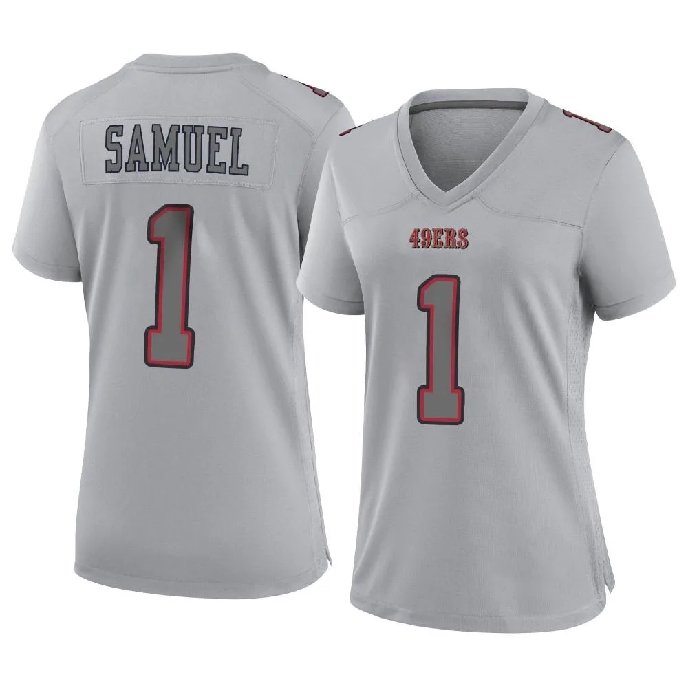 Women's San Francisco 49ers Deebo Samuel Sr. Nike Atmosphere Fashion Game Gray Jersey Women's San Francisco 49ers Deebo Samuel Sr. Nike Atmosphere Fashion Game Gray Jersey