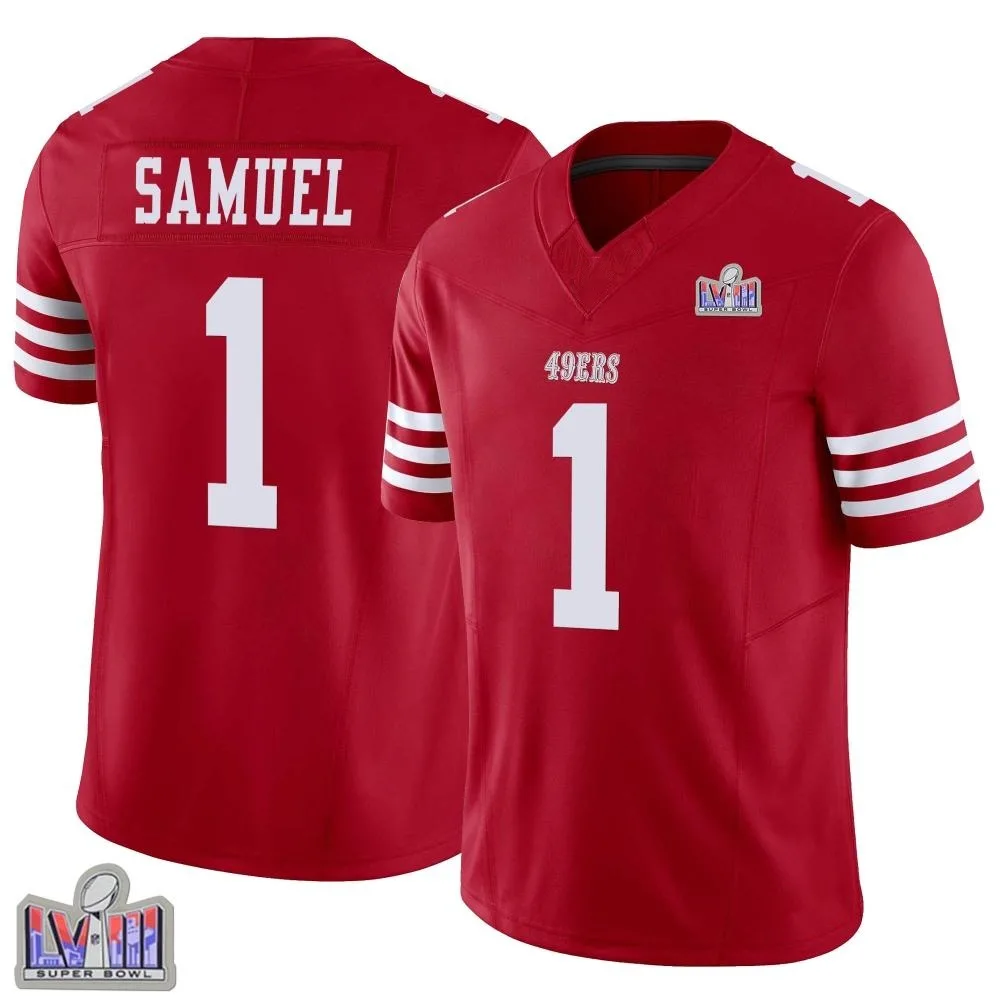 Youth San Francisco 49ers Deebo Samuel Sr. Nike Vapor F.U.S.E. Super Bowl LVIII Patch Limited Scarlet Jersey Youth San Francisco 49ers Deebo Samuel Sr. Nike Vapor F.U.S.E. Super Bowl LVIII Patch Limited Scarlet Jersey