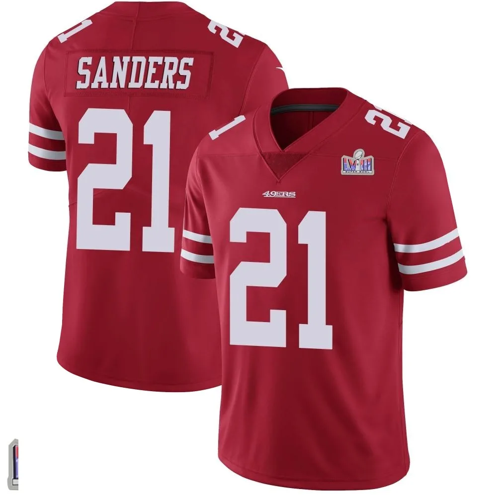 Men's San Francisco 49ers Deion Sanders Nike Team Color Vapor Untouchable Super Bowl LVIII Patch Limited Red Jersey Men's San Francisco 49ers Deion Sanders Nike Team Color Vapor Untouchable Super Bowl LVIII Patch Limited Red Jersey