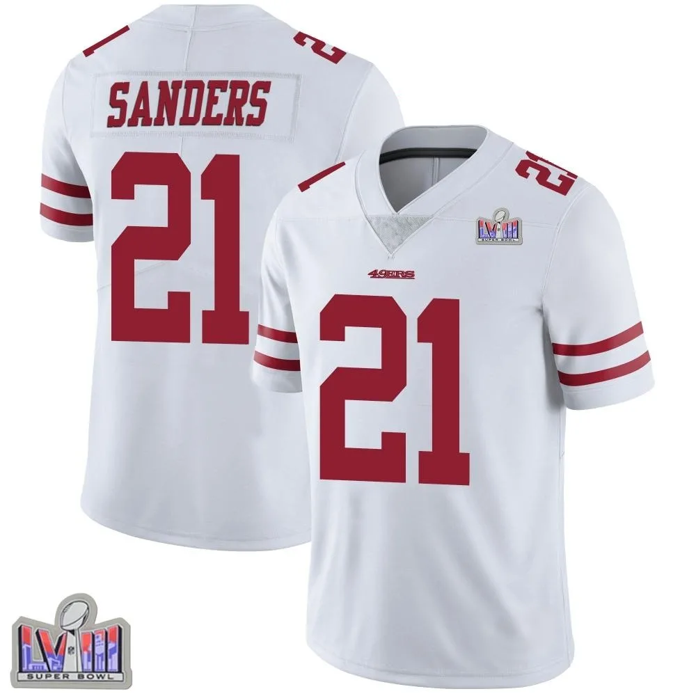 Men's San Francisco 49ers Deion Sanders Nike Vapor Untouchable Super Bowl LVIII Patch Limited White Jersey Men's San Francisco 49ers Deion Sanders Nike Vapor Untouchable Super Bowl LVIII Patch Limited White Jersey