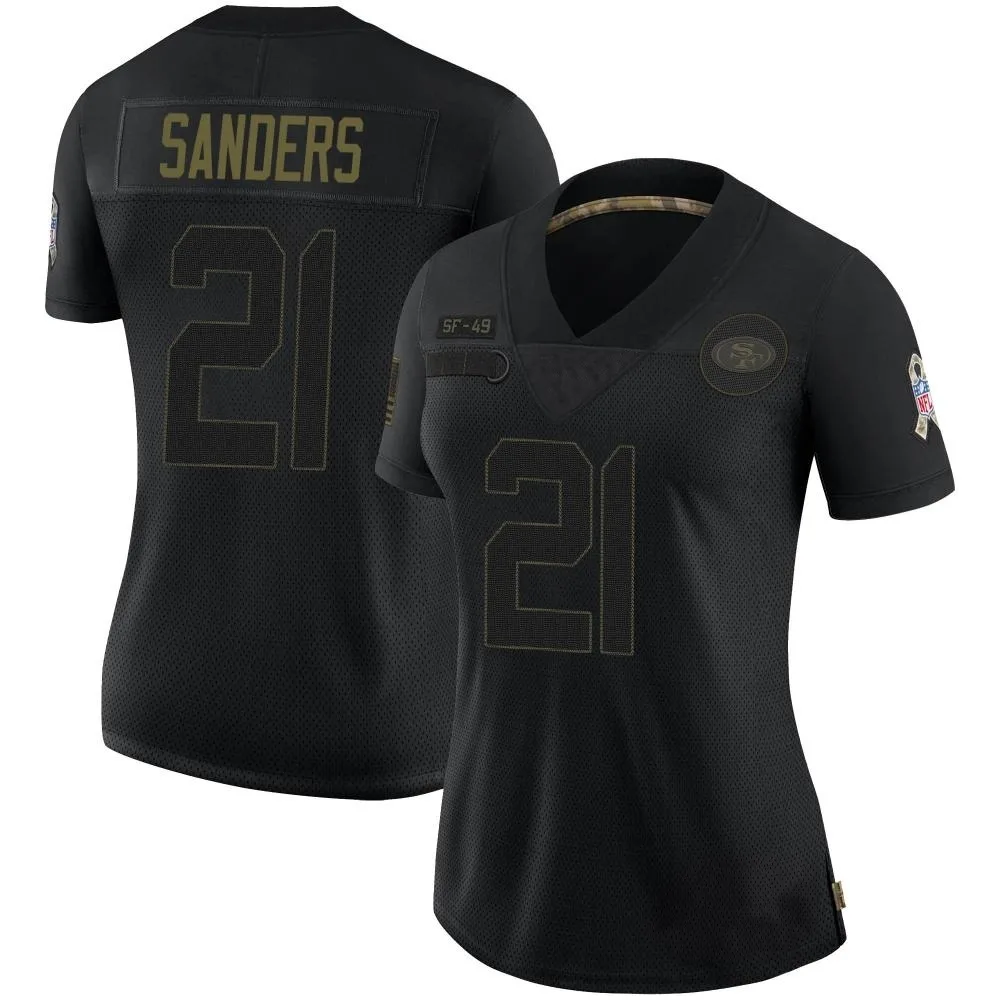 Women's San Francisco 49ers Deion Sanders Nike 2020 Salute To Service Limited Black Jersey Women's San Francisco 49ers Deion Sanders Nike 2020 Salute To Service Limited Black Jersey