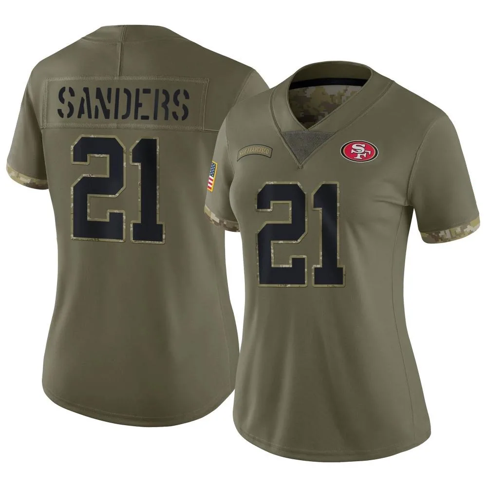Women's San Francisco 49ers Deion Sanders Nike 2022 Salute To Service Limited Olive Jersey Women's San Francisco 49ers Deion Sanders Nike 2022 Salute To Service Limited Olive Jersey