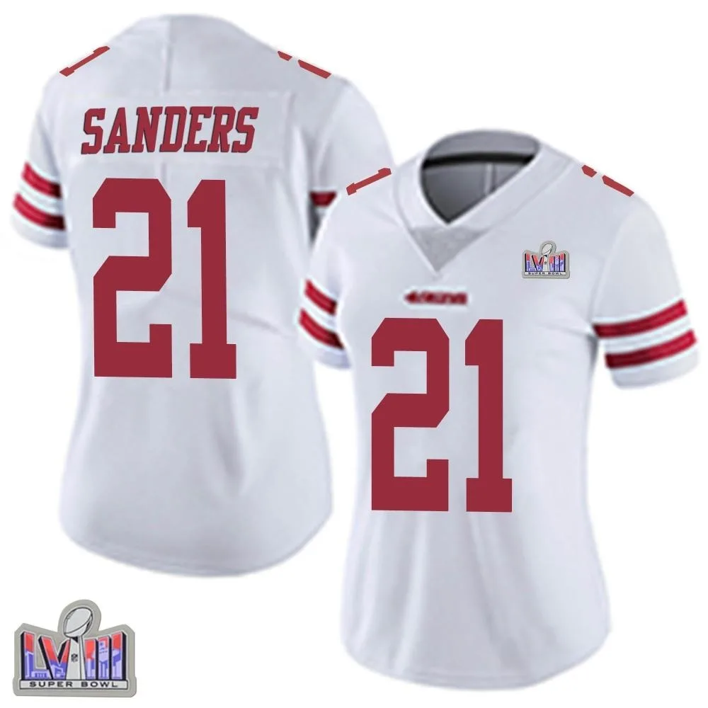Women's San Francisco 49ers Deion Sanders Nike Vapor Untouchable Super Bowl LVIII Patch Limited White Jersey Women's San Francisco 49ers Deion Sanders Nike Vapor Untouchable Super Bowl LVIII Patch Limited White Jersey