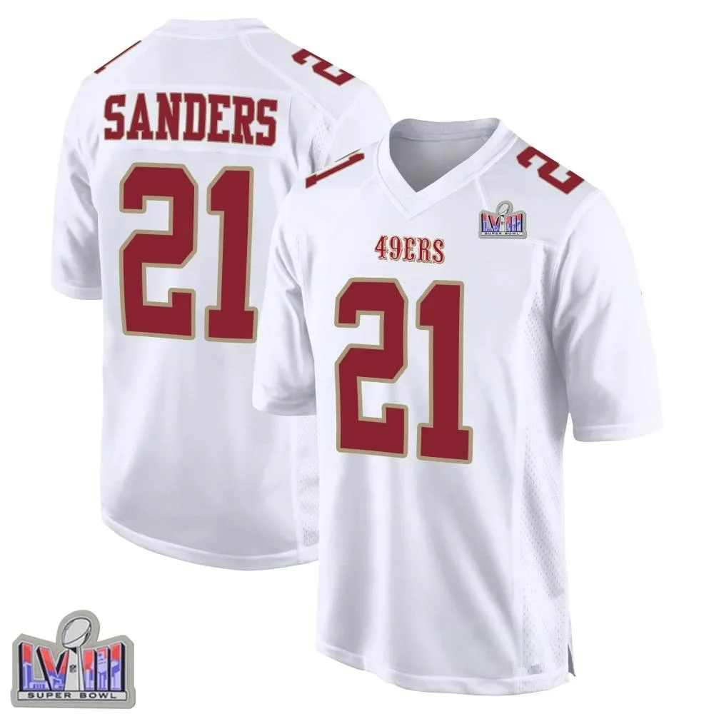Youth San Francisco 49ers Deion Sanders Nike Fashion Super Bowl LVIII Patch Game White Jersey Youth San Francisco 49ers Deion Sanders Nike Fashion Super Bowl LVIII Patch Game White Jersey