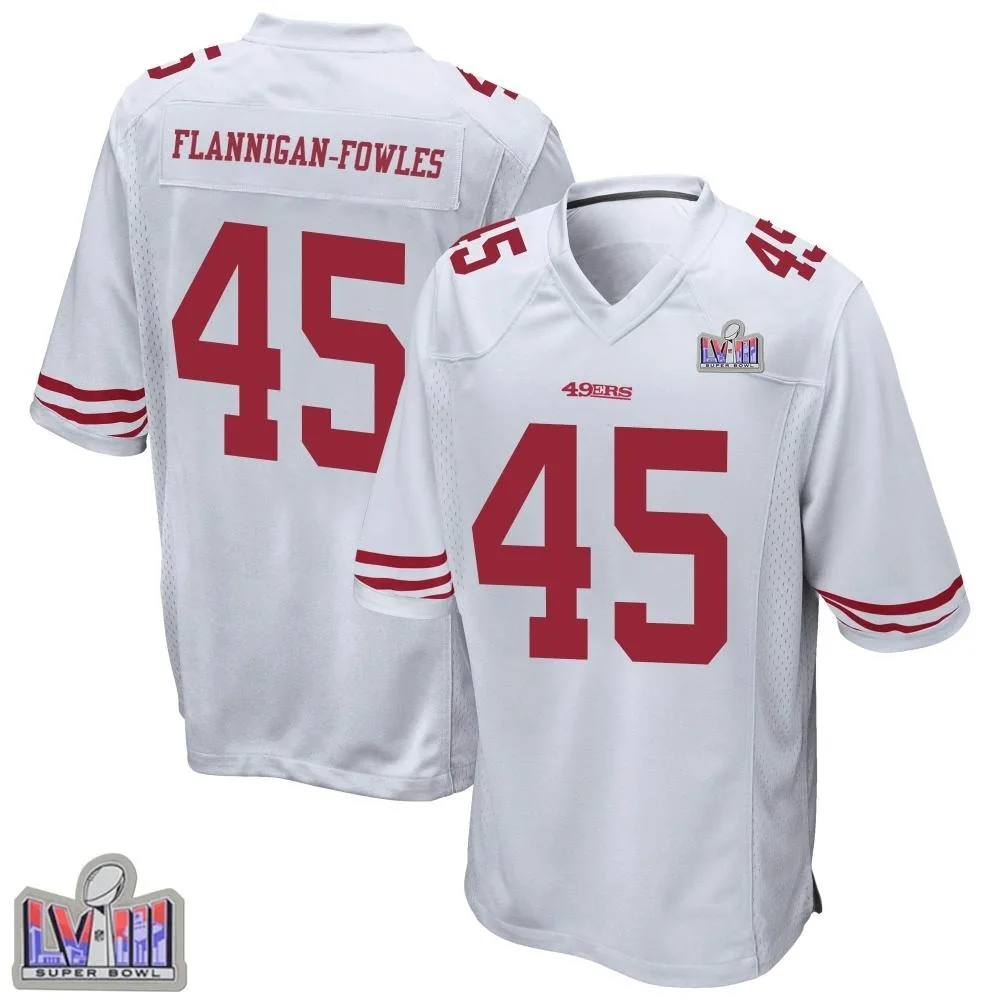 Men's San Francisco 49ers Demetrius Flannigan-fowles Nike Super Bowl LVIII Patch Game White Jersey Men's San Francisco 49ers Demetrius Flannigan-fowles Nike Super Bowl LVIII Patch Game White Jersey