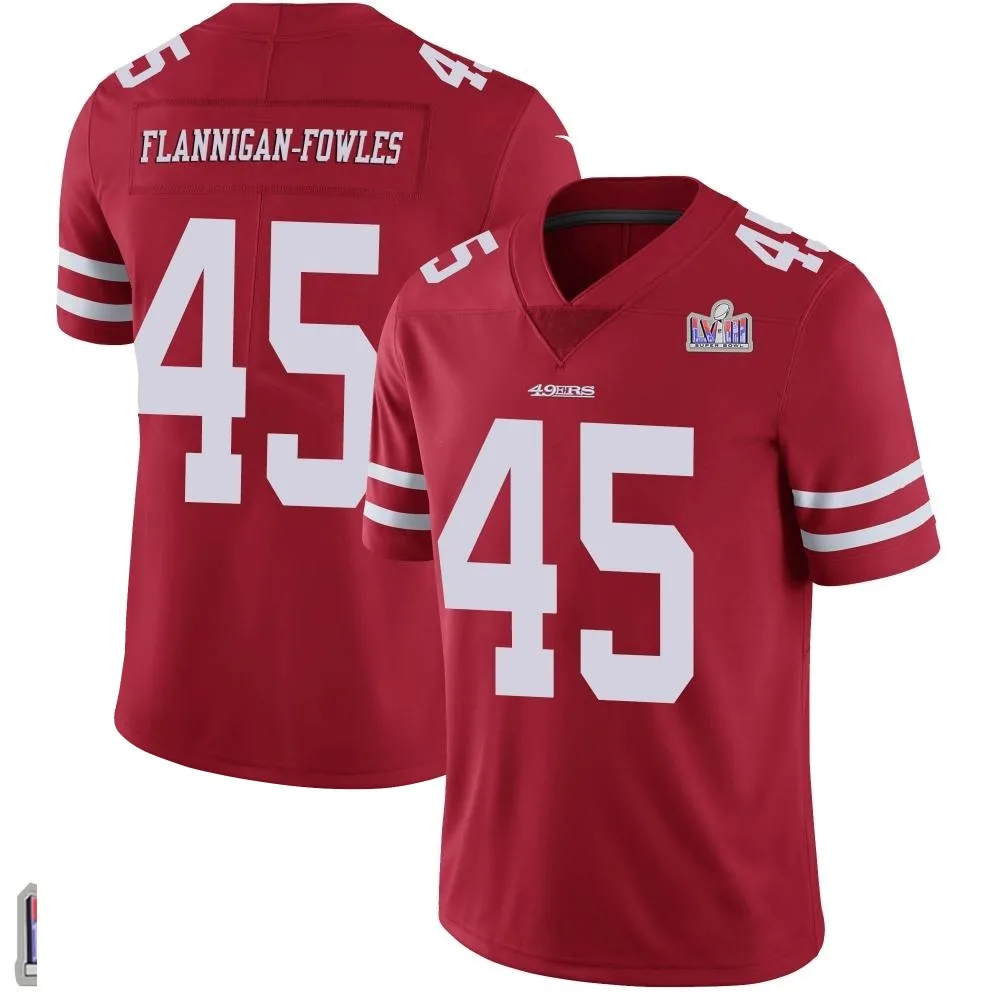 Men's San Francisco 49ers Demetrius Flannigan-fowles Nike Team Color Vapor Untouchable Super Bowl LVIII Patch Limited R Jersey Men's San Francisco 49ers Demetrius Flannigan-fowles Nike Team Color Vapor Untouchable Super Bowl LVIII Patch Limited R Jersey