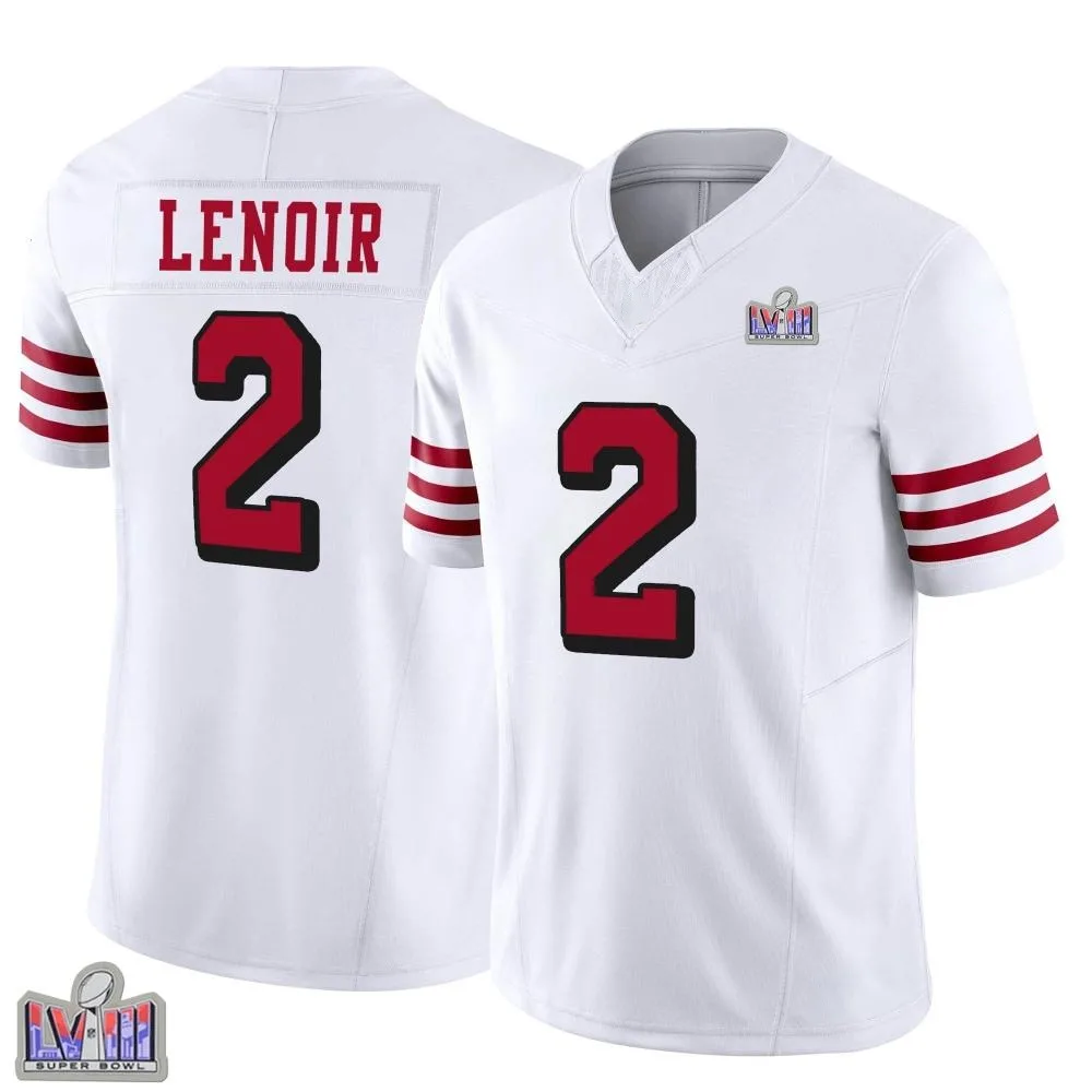 Men's San Francisco 49ers Deommodore Lenoir Nike Alternate Vapor F.U.S.E. Super Bowl LVIII Patch Limited White Jersey Men's San Francisco 49ers Deommodore Lenoir Nike Alternate Vapor F.U.S.E. Super Bowl LVIII Patch Limited White Jersey