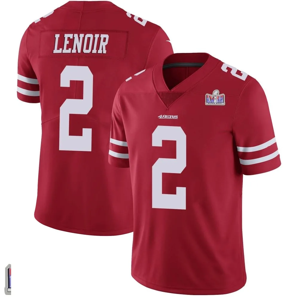 Men's San Francisco 49ers Deommodore Lenoir Nike Team Color Vapor Untouchable Super Bowl LVIII Patch Limited Red Jersey