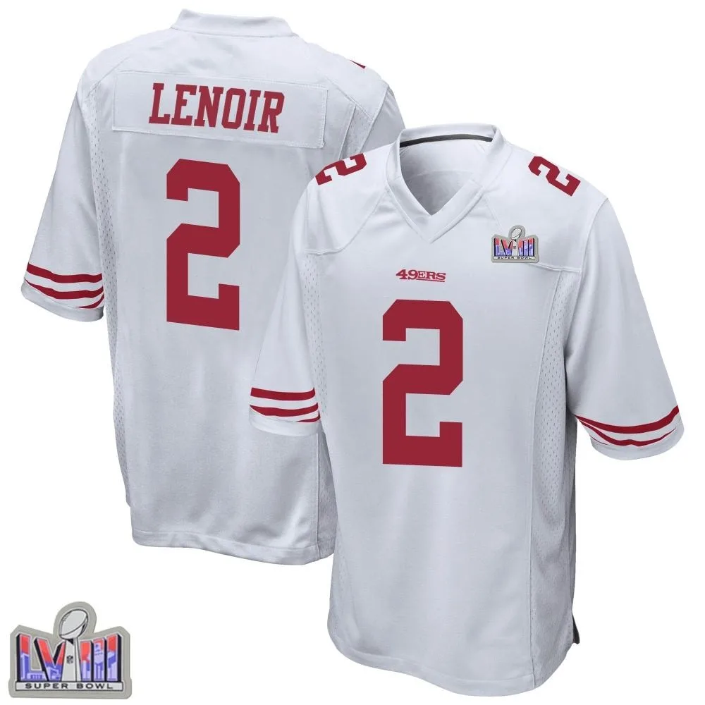 Youth San Francisco 49ers Deommodore Lenoir Nike Super Bowl LVIII Patch Game White Jersey Youth San Francisco 49ers Deommodore Lenoir Nike Super Bowl LVIII Patch Game White Jersey