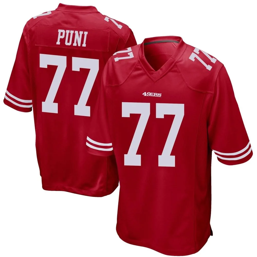 Men's San Francisco 49ers Dominick Puni Nike Team Color Game Red Jersey Men's San Francisco 49ers Dominick Puni Nike Team Color Game Red Jersey
