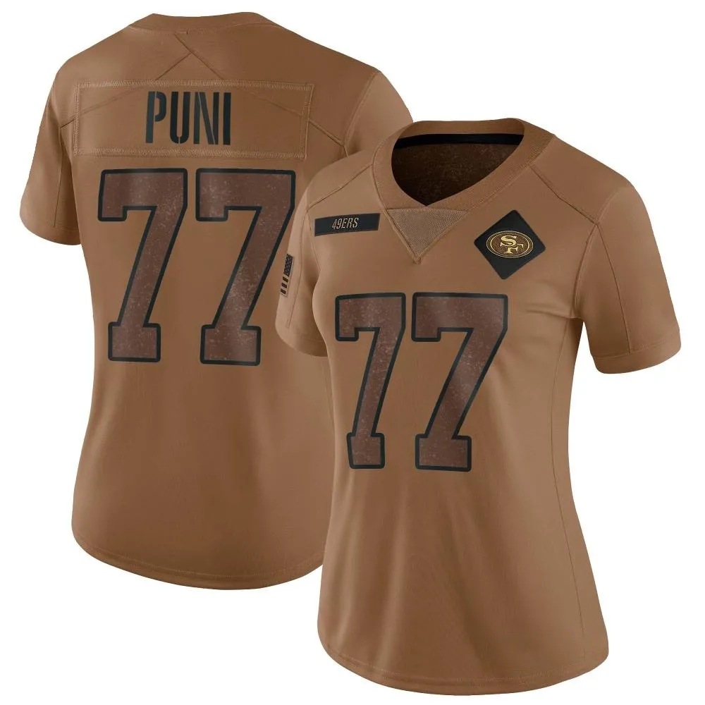 Women's San Francisco 49ers Dominick Puni Nike 2023 Salute To Service Limited Brown Jersey Women's San Francisco 49ers Dominick Puni Nike 2023 Salute To Service Limited Brown Jersey