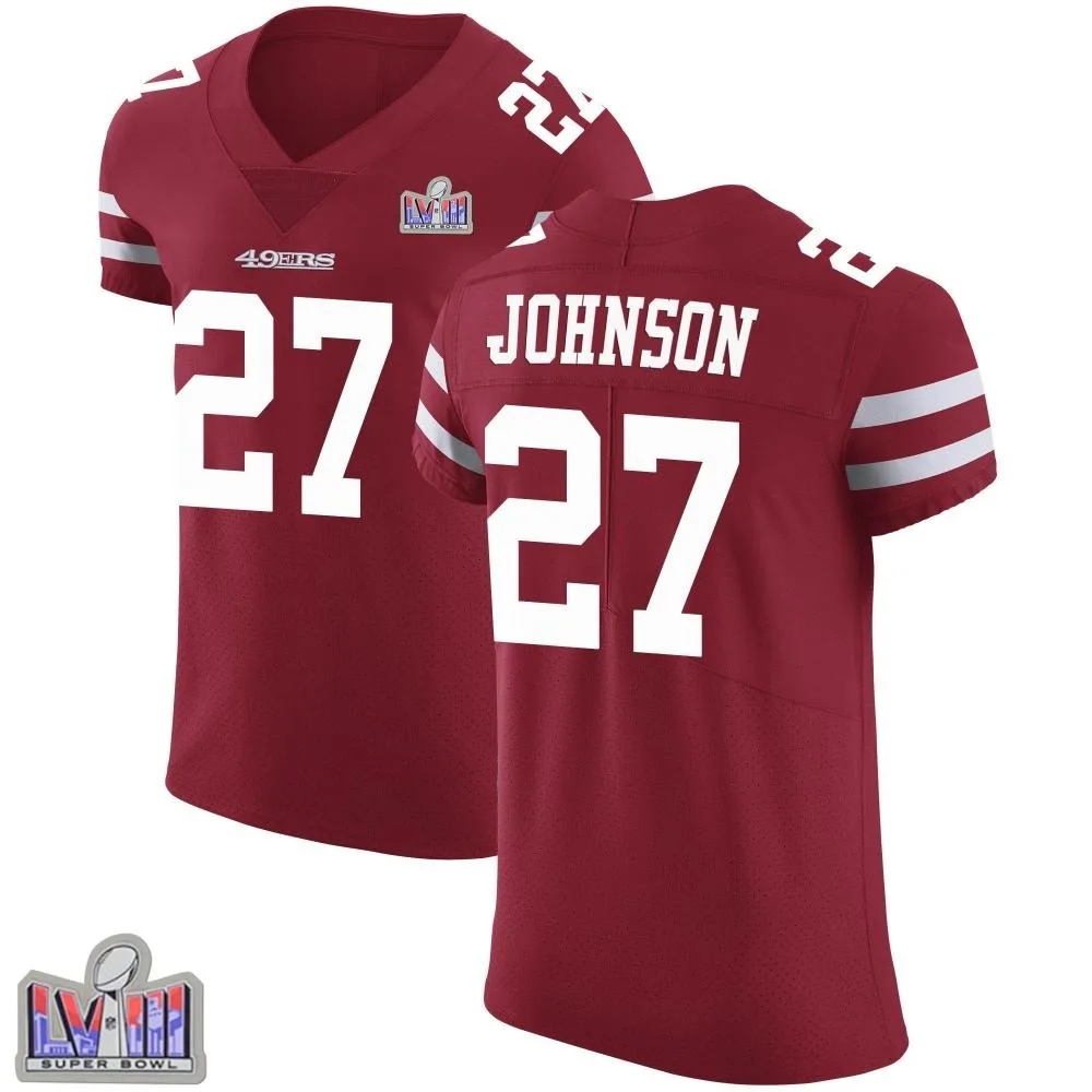 Men's San Francisco 49ers Dontae Johnson Nike Team Color Vapor Untouchable Super Bowl LVIII Patch Elite Red Jersey Men's San Francisco 49ers Dontae Johnson Nike Team Color Vapor Untouchable Super Bowl LVIII Patch Elite Red Jersey