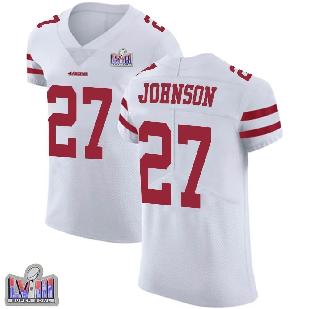 Men's San Francisco 49ers Dontae Johnson Nike Vapor Untouchable Super Bowl LVIII Patch Elite White Jersey Men's San Francisco 49ers Dontae Johnson Nike Vapor Untouchable Super Bowl LVIII Patch Elite White Jersey