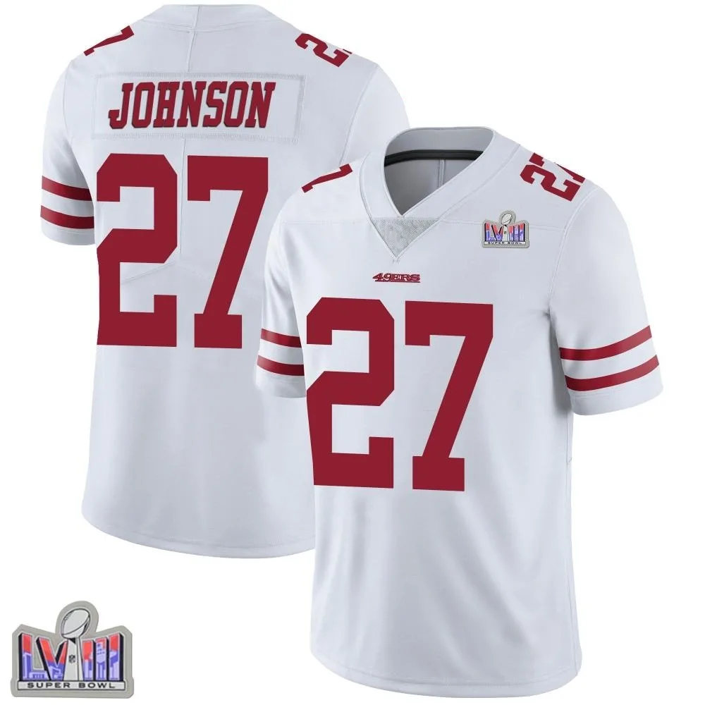 Men's San Francisco 49ers Dontae Johnson Nike Vapor Untouchable Super Bowl LVIII Patch Limited White Jersey Men's San Francisco 49ers Dontae Johnson Nike Vapor Untouchable Super Bowl LVIII Patch Limited White Jersey