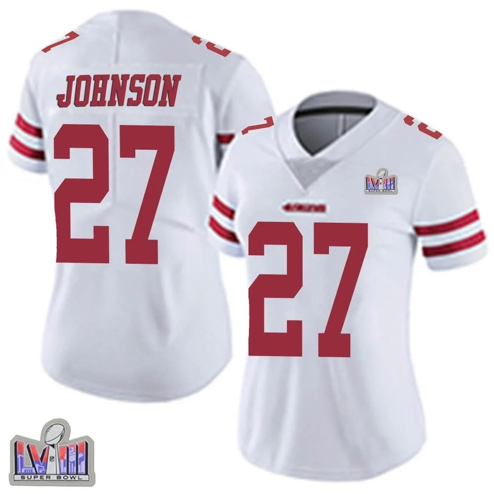 Women's San Francisco 49ers Dontae Johnson Nike Vapor Untouchable Super Bowl LVIII Patch Limited White Jersey Women's San Francisco 49ers Dontae Johnson Nike Vapor Untouchable Super Bowl LVIII Patch Limited White Jersey