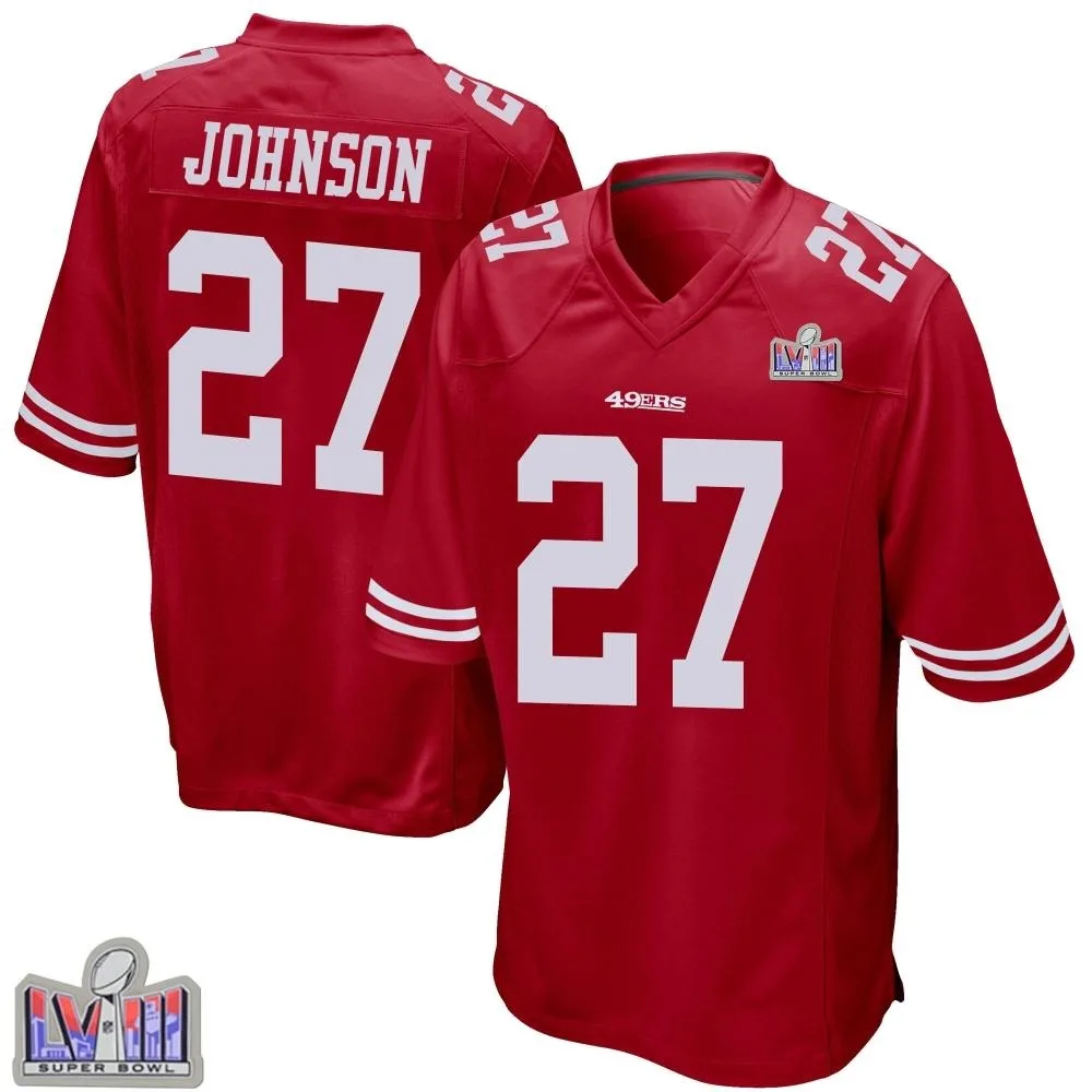 Youth San Francisco 49ers Dontae Johnson Nike Team Color Super Bowl LVIII Patch Game Red Jersey Youth San Francisco 49ers Dontae Johnson Nike Team Color Super Bowl LVIII Patch Game Red Jersey
