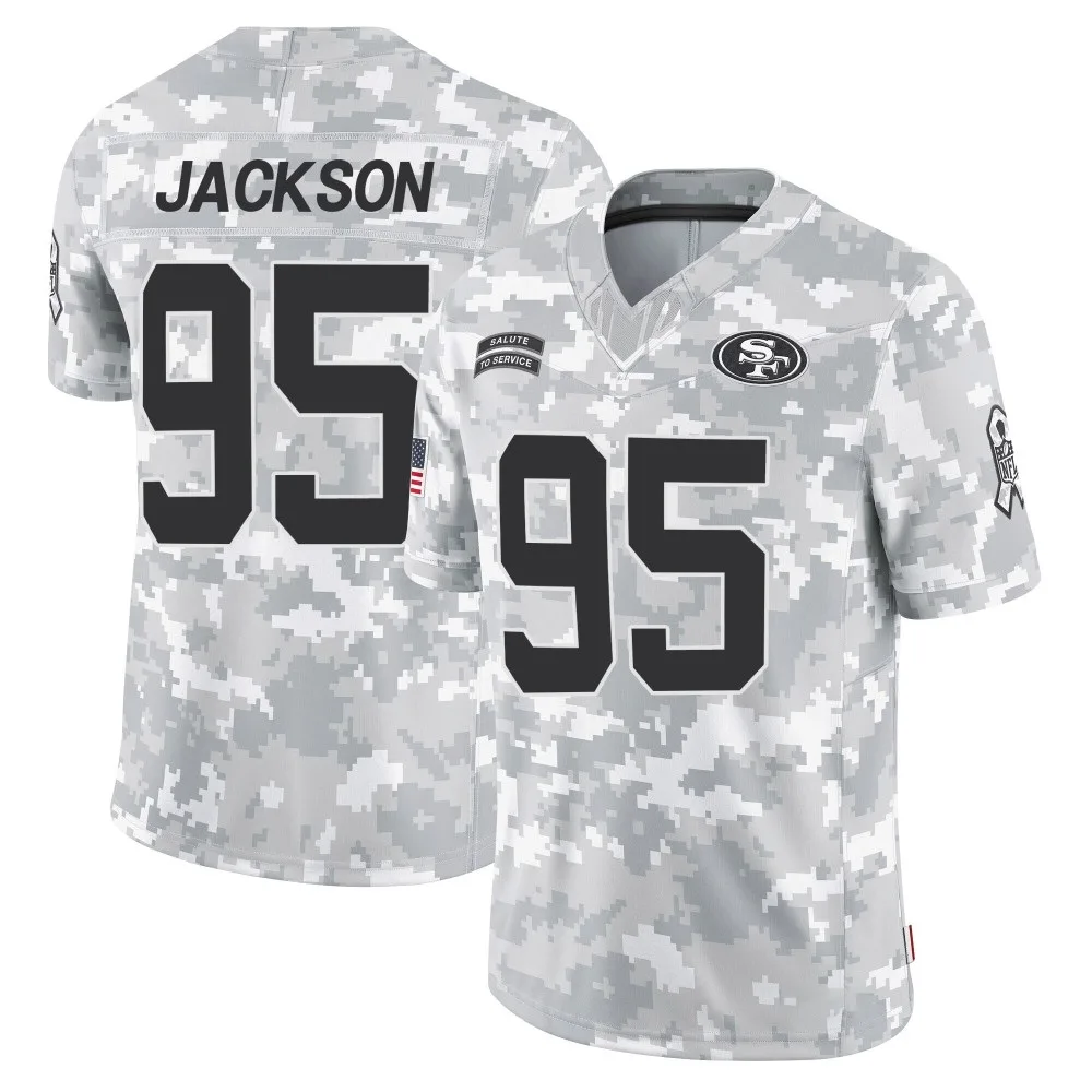 Men's San Francisco 49ers Drake Jackson Nike 2024 Salute To Service Limited Arctic Camo Jersey Men's San Francisco 49ers Drake Jackson Nike 2024 Salute To Service Limited Arctic Camo Jersey