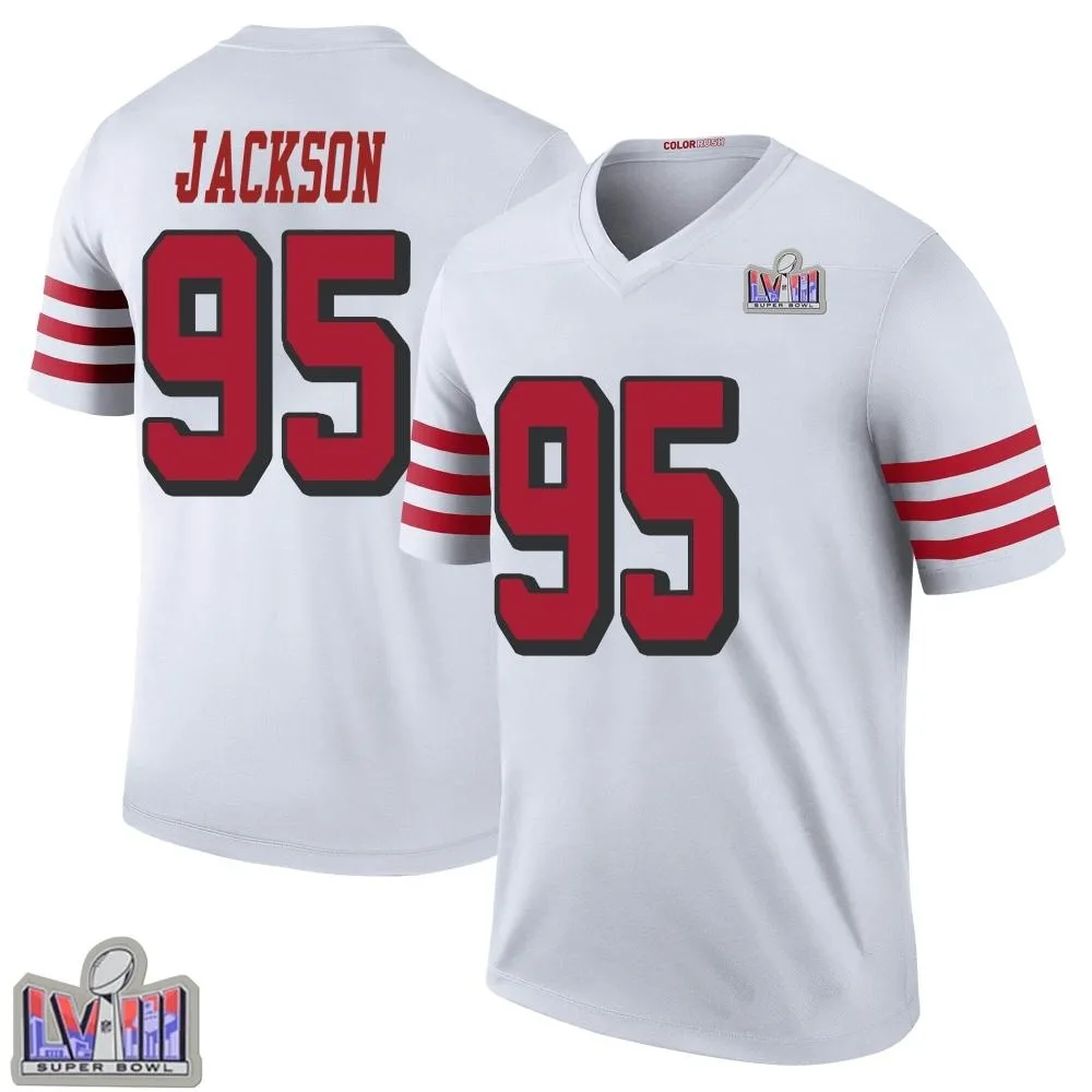 Youth San Francisco 49ers Drake Jackson Nike Color Rush Super Bowl LVIII Patch Legend White Jersey Youth San Francisco 49ers Drake Jackson Nike Color Rush Super Bowl LVIII Patch Legend White Jersey