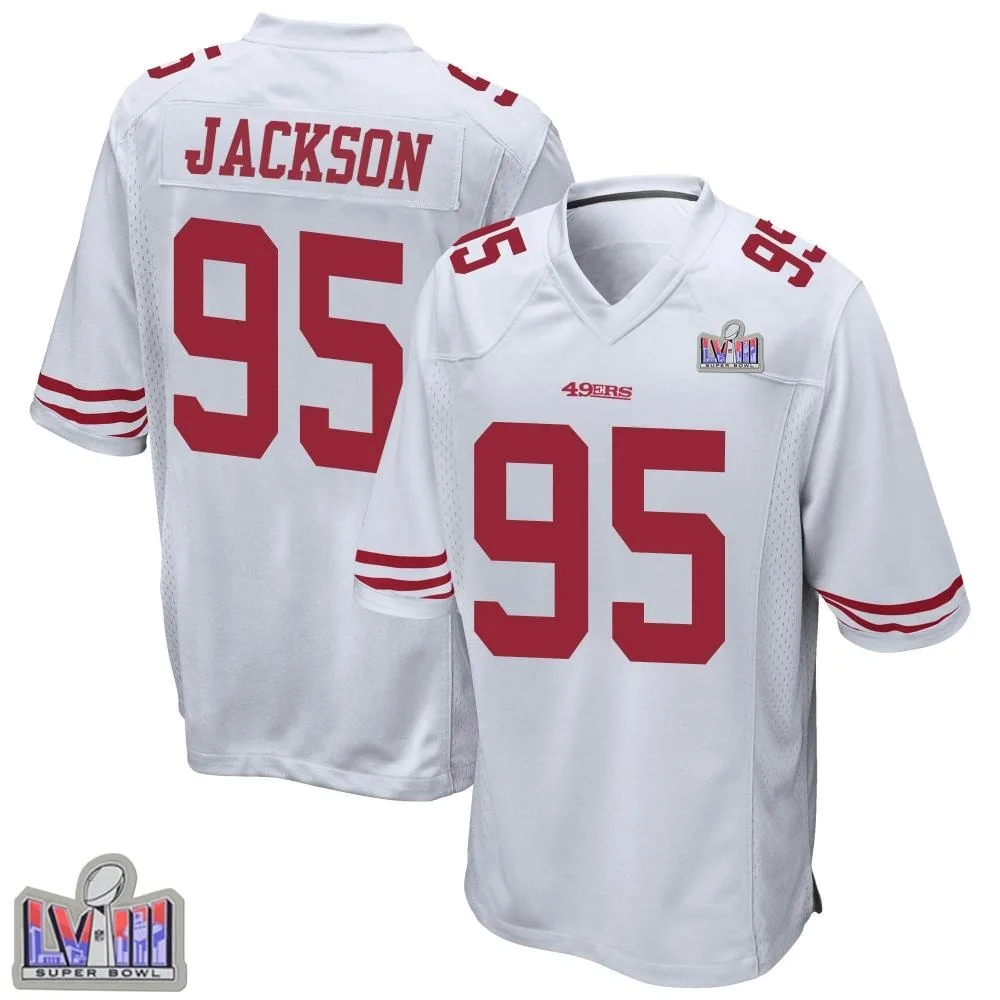 Youth San Francisco 49ers Drake Jackson Nike Super Bowl LVIII Patch Game White Jersey Youth San Francisco 49ers Drake Jackson Nike Super Bowl LVIII Patch Game White Jersey