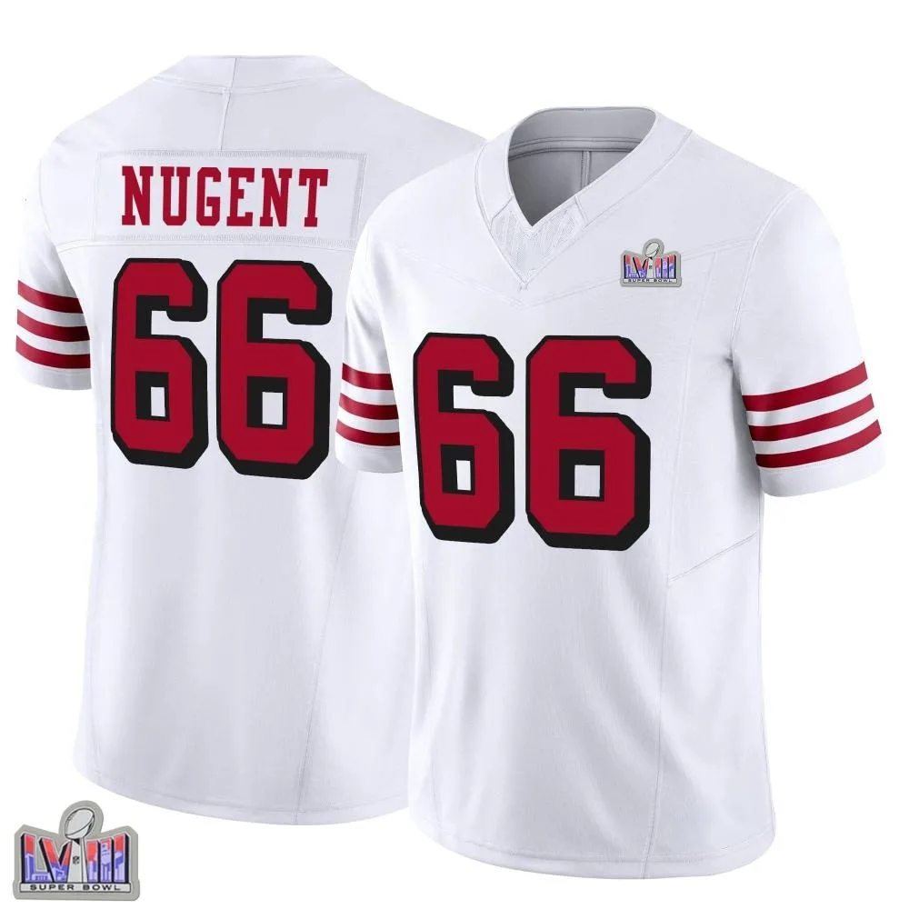 Youth San Francisco 49ers Drake Nugent Nike Alternate Vapor F.U.S.E. Super Bowl LVIII Patch Limited White Jersey Youth San Francisco 49ers Drake Nugent Nike Alternate Vapor F.U.S.E. Super Bowl LVIII Patch Limited White Jersey