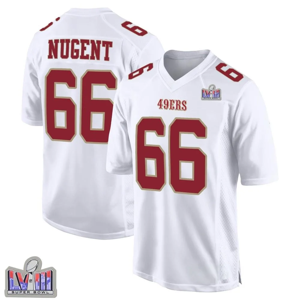Youth San Francisco 49ers Drake Nugent Nike Fashion Super Bowl LVIII Patch Game White Jersey Youth San Francisco 49ers Drake Nugent Nike Fashion Super Bowl LVIII Patch Game White Jersey