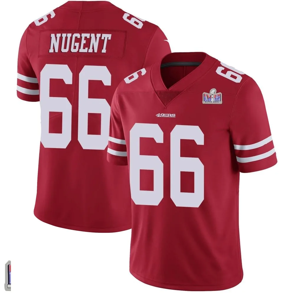 Youth San Francisco 49ers Drake Nugent Nike Team Color Vapor Untouchable Super Bowl LVIII Patch Limited Red Jersey Youth San Francisco 49ers Drake Nugent Nike Team Color Vapor Untouchable Super Bowl LVIII Patch Limited Red Jersey