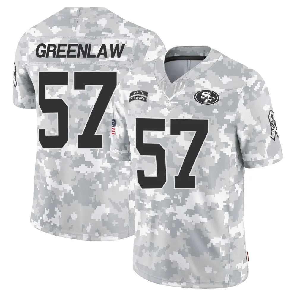 Men's San Francisco 49ers Dre Greenlaw Nike 2024 Salute To Service Limited Arctic Camo Jersey Men's San Francisco 49ers Dre Greenlaw Nike 2024 Salute To Service Limited Arctic Camo Jersey