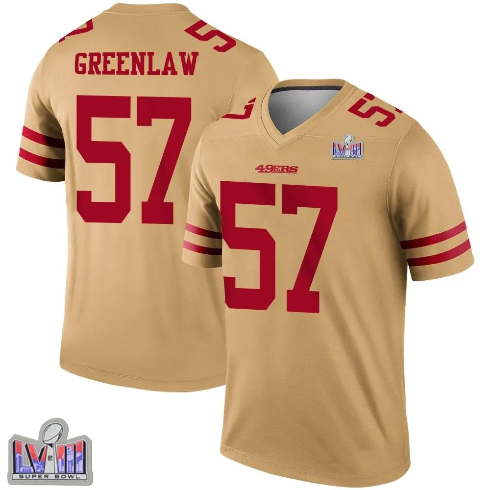 Youth San Francisco 49ers Dre Greenlaw Nike Inverted Super Bowl LVIII Patch Legend Gold Jersey Youth San Francisco 49ers Dre Greenlaw Nike Inverted Super Bowl LVIII Patch Legend Gold Jersey