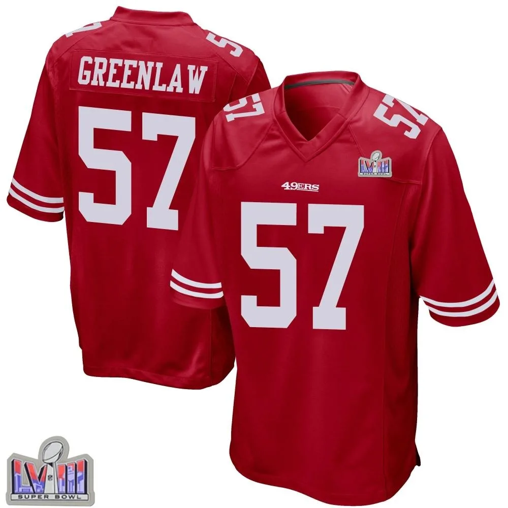 Youth San Francisco 49ers Dre Greenlaw Nike Team Color Super Bowl LVIII Patch Game Red Jersey Youth San Francisco 49ers Dre Greenlaw Nike Team Color Super Bowl LVIII Patch Game Red Jersey