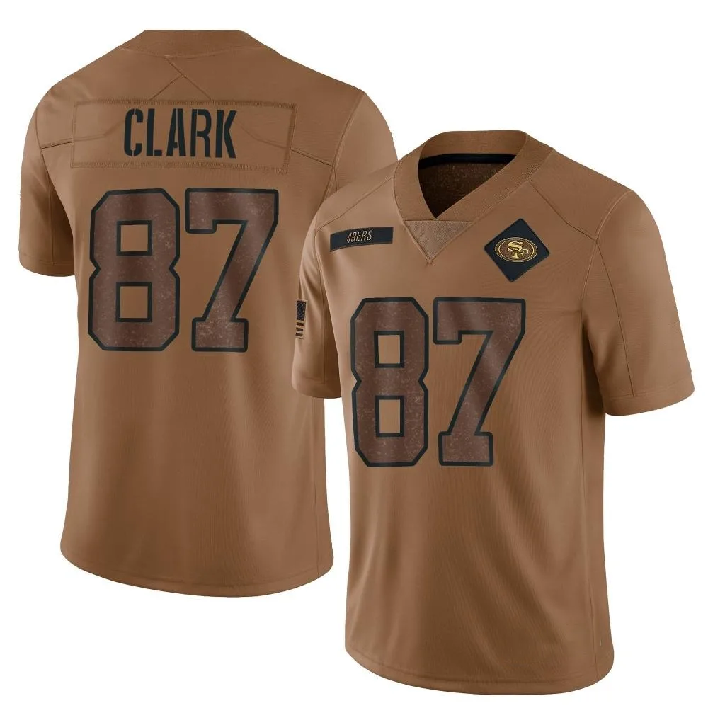Men's San Francisco 49ers Dwight Clark Nike 2023 Salute To Service Limited Brown Jersey Men's San Francisco 49ers Dwight Clark Nike 2023 Salute To Service Limited Brown Jersey