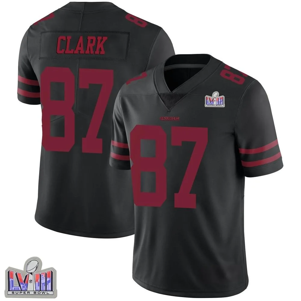 Men's San Francisco 49ers Dwight Clark Nike Alternate Vapor Untouchable Super Bowl LVIII Patch Limited Black Jersey Men's San Francisco 49ers Dwight Clark Nike Alternate Vapor Untouchable Super Bowl LVIII Patch Limited Black Jersey