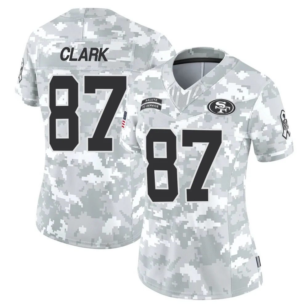 Women's San Francisco 49ers Dwight Clark Nike Francisco 2024 Salute To Service Limited Arctic Camo Jersey Women's San Francisco 49ers Dwight Clark Nike Francisco 2024 Salute To Service Limited Arctic Camo Jersey