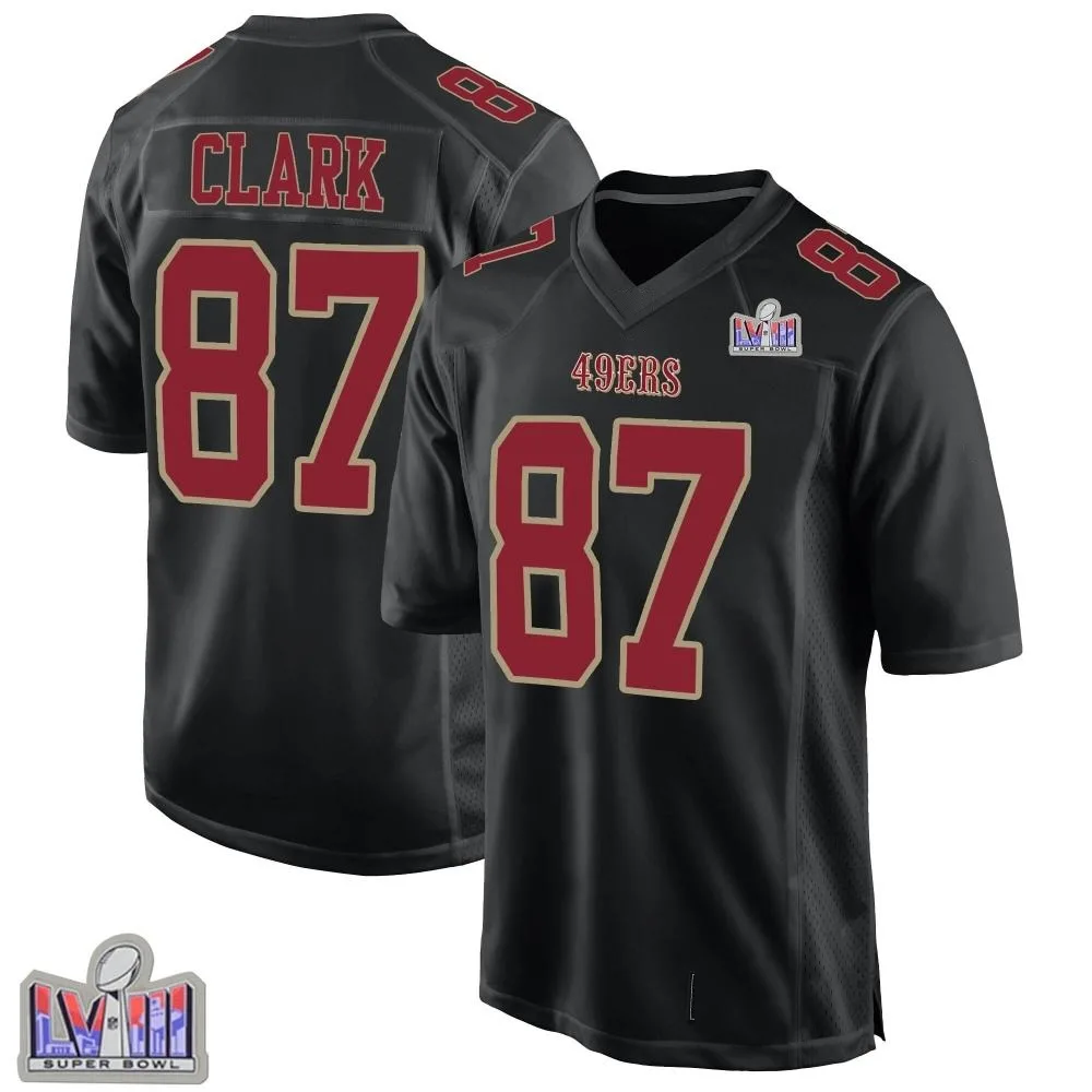 Youth San Francisco 49ers Dwight Clark Nike Fashion Super Bowl LVIII Patch Game Black Jersey Youth San Francisco 49ers Dwight Clark Nike Fashion Super Bowl LVIII Patch Game Black Jersey