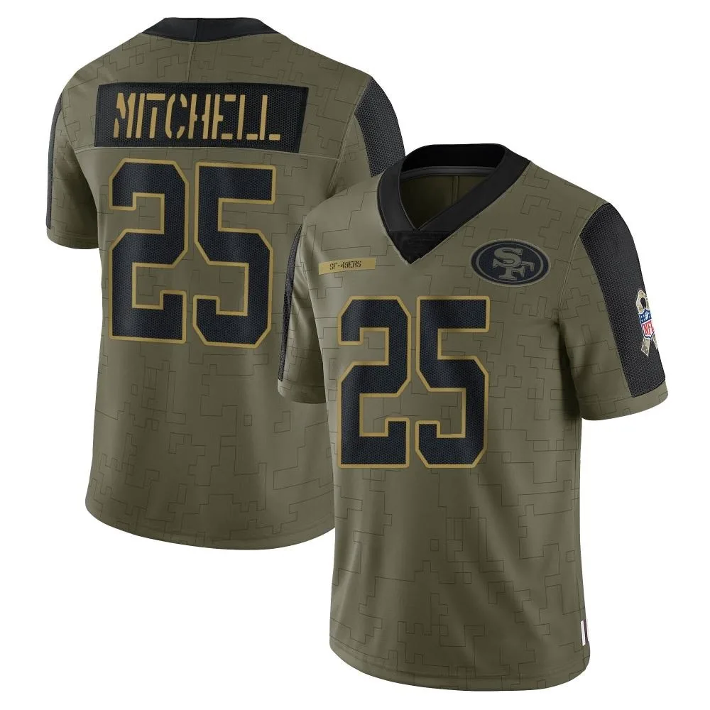 Men's San Francisco 49ers Elijah Mitchell Nike 2021 Salute To Service Limited Olive Jersey Men's San Francisco 49ers Elijah Mitchell Nike 2021 Salute To Service Limited Olive Jersey