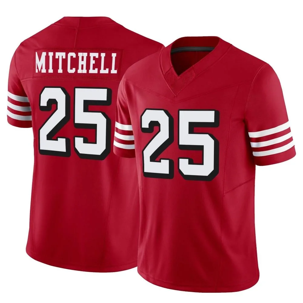 Men's San Francisco 49ers Elijah Mitchell Nike Alternate Vapor F.U.S.E. Limited Scarlet Jersey Men's San Francisco 49ers Elijah Mitchell Nike Alternate Vapor F.U.S.E. Limited Scarlet Jersey
