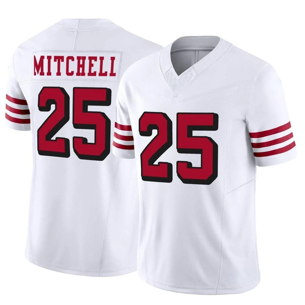 Men's San Francisco 49ers Elijah Mitchell Nike Alternate Vapor F.U.S.E. Limited White Jersey Men's San Francisco 49ers Elijah Mitchell Nike Alternate Vapor F.U.S.E. Limited White Jersey