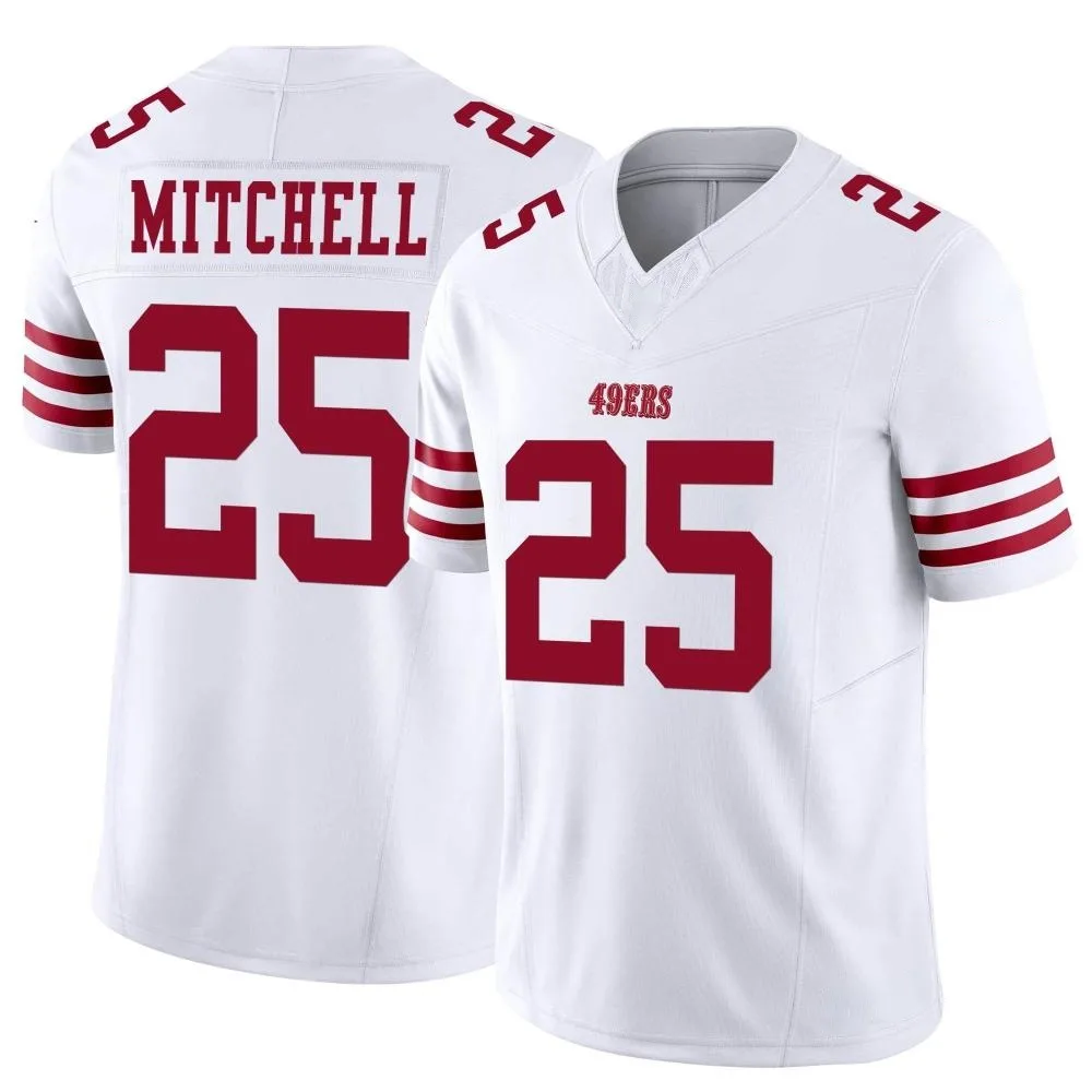 Men's San Francisco 49ers Elijah Mitchell Nike Vapor F.U.S.E. Limited White Jersey Men's San Francisco 49ers Elijah Mitchell Nike Vapor F.U.S.E. Limited White Jersey