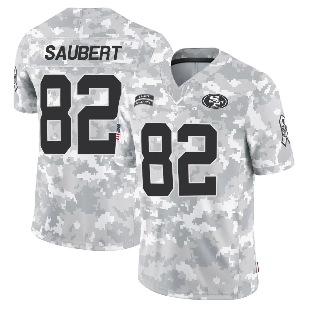 Men's San Francisco 49ers Eric Saubert Nike 2024 Salute To Service Limited Arctic Camo Jersey Men's San Francisco 49ers Eric Saubert Nike 2024 Salute To Service Limited Arctic Camo Jersey