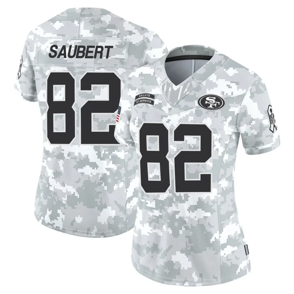 Women's San Francisco 49ers Eric Saubert Nike Francisco 2024 Salute To Service Limited Arctic Camo Jersey Women's San Francisco 49ers Eric Saubert Nike Francisco 2024 Salute To Service Limited Arctic Camo Jersey
