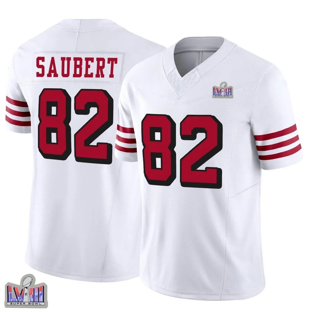 Youth San Francisco 49ers Eric Saubert Nike Alternate Vapor F.U.S.E. Super Bowl LVIII Patch Limited White Jersey Youth San Francisco 49ers Eric Saubert Nike Alternate Vapor F.U.S.E. Super Bowl LVIII Patch Limited White Jersey