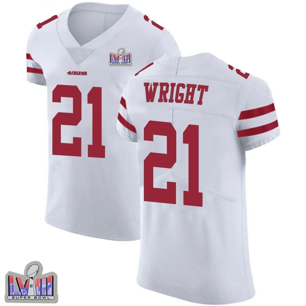 Men's San Francisco 49ers Eric Wright Nike Vapor Untouchable Super Bowl LVIII Patch Elite White Jersey Men's San Francisco 49ers Eric Wright Nike Vapor Untouchable Super Bowl LVIII Patch Elite White Jersey