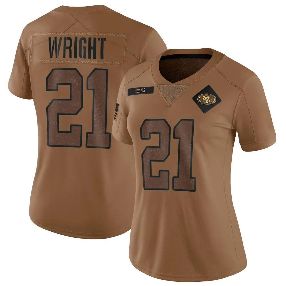 Women's San Francisco 49ers Eric Wright Nike 2023 Salute To Service Limited Brown Jersey Women's San Francisco 49ers Eric Wright Nike 2023 Salute To Service Limited Brown Jersey