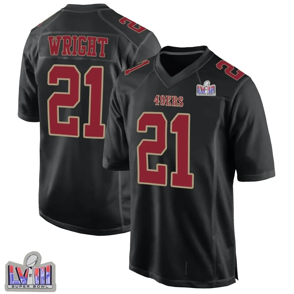 Youth San Francisco 49ers Eric Wright Nike Fashion Super Bowl LVIII Patch Game Black Jersey Youth San Francisco 49ers Eric Wright Nike Fashion Super Bowl LVIII Patch Game Black Jersey