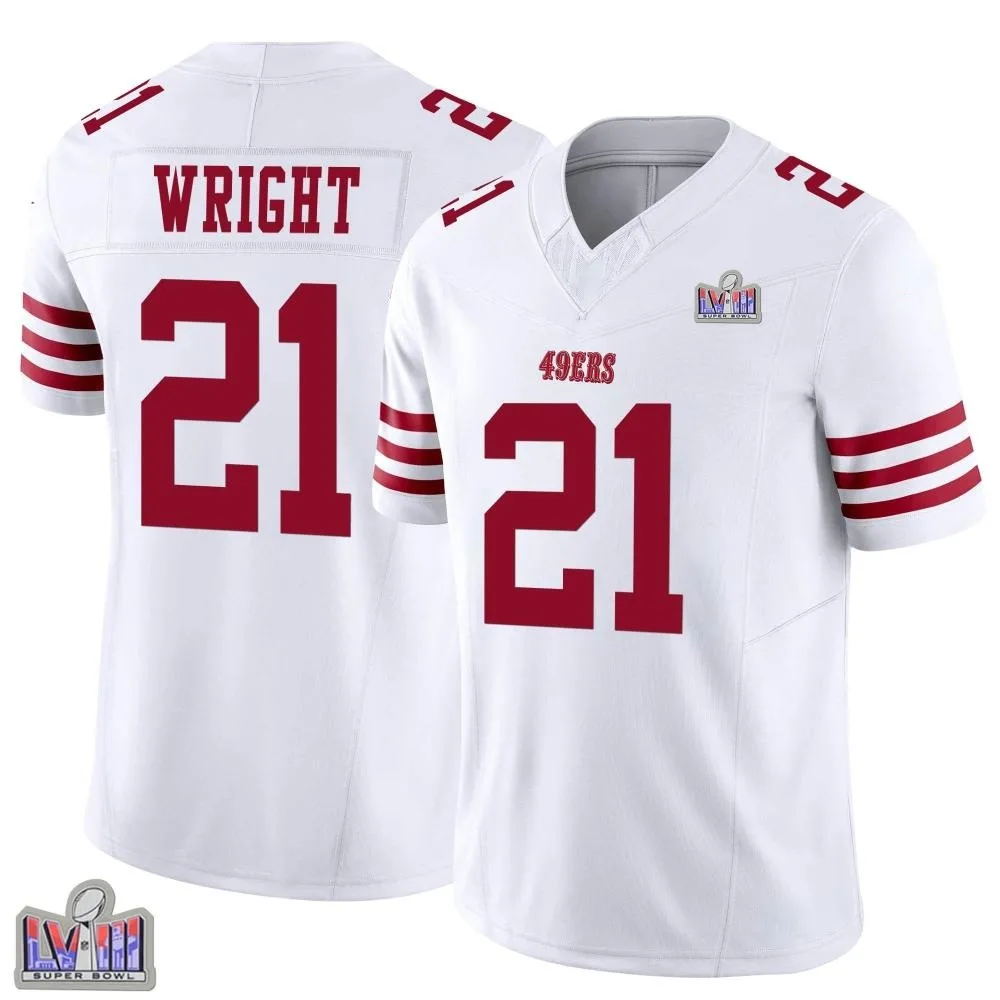 Youth San Francisco 49ers Eric Wright Nike Vapor F.U.S.E. Super Bowl LVIII Patch Limited White Jersey Youth San Francisco 49ers Eric Wright Nike Vapor F.U.S.E. Super Bowl LVIII Patch Limited White Jersey