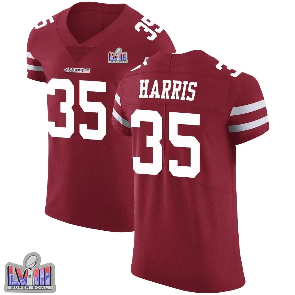 Men's San Francisco 49ers Erik Harris Nike Team Color Vapor Untouchable Super Bowl LVIII Patch Elite Red Jersey Men's San Francisco 49ers Erik Harris Nike Team Color Vapor Untouchable Super Bowl LVIII Patch Elite Red Jersey