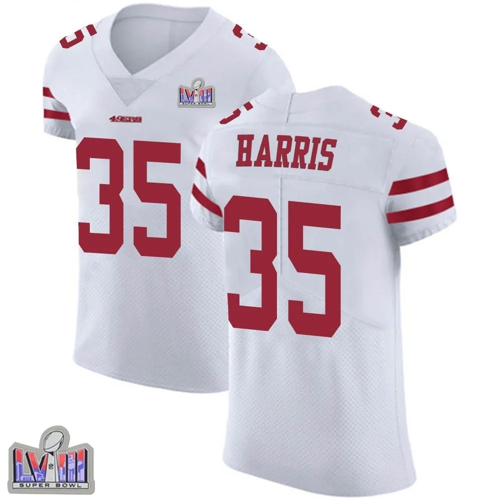 Men's San Francisco 49ers Erik Harris Nike Vapor Untouchable Super Bowl LVIII Patch Elite White Jersey Men's San Francisco 49ers Erik Harris Nike Vapor Untouchable Super Bowl LVIII Patch Elite White Jersey
