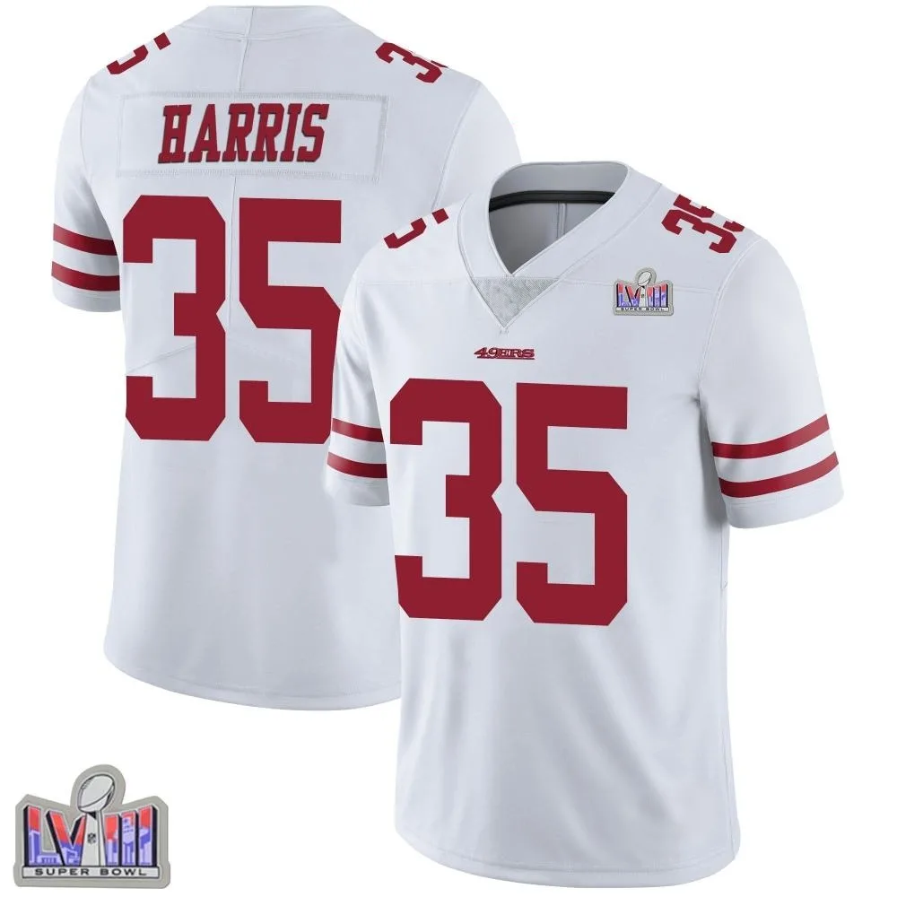 Men's San Francisco 49ers Erik Harris Nike Vapor Untouchable Super Bowl LVIII Patch Limited White Jersey Men's San Francisco 49ers Erik Harris Nike Vapor Untouchable Super Bowl LVIII Patch Limited White Jersey