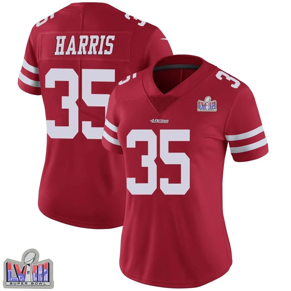 Women's San Francisco 49ers Erik Harris Nike Team Color Vapor Untouchable Super Bowl LVIII Patch Limited Red Jersey Women's San Francisco 49ers Erik Harris Nike Team Color Vapor Untouchable Super Bowl LVIII Patch Limited Red Jersey