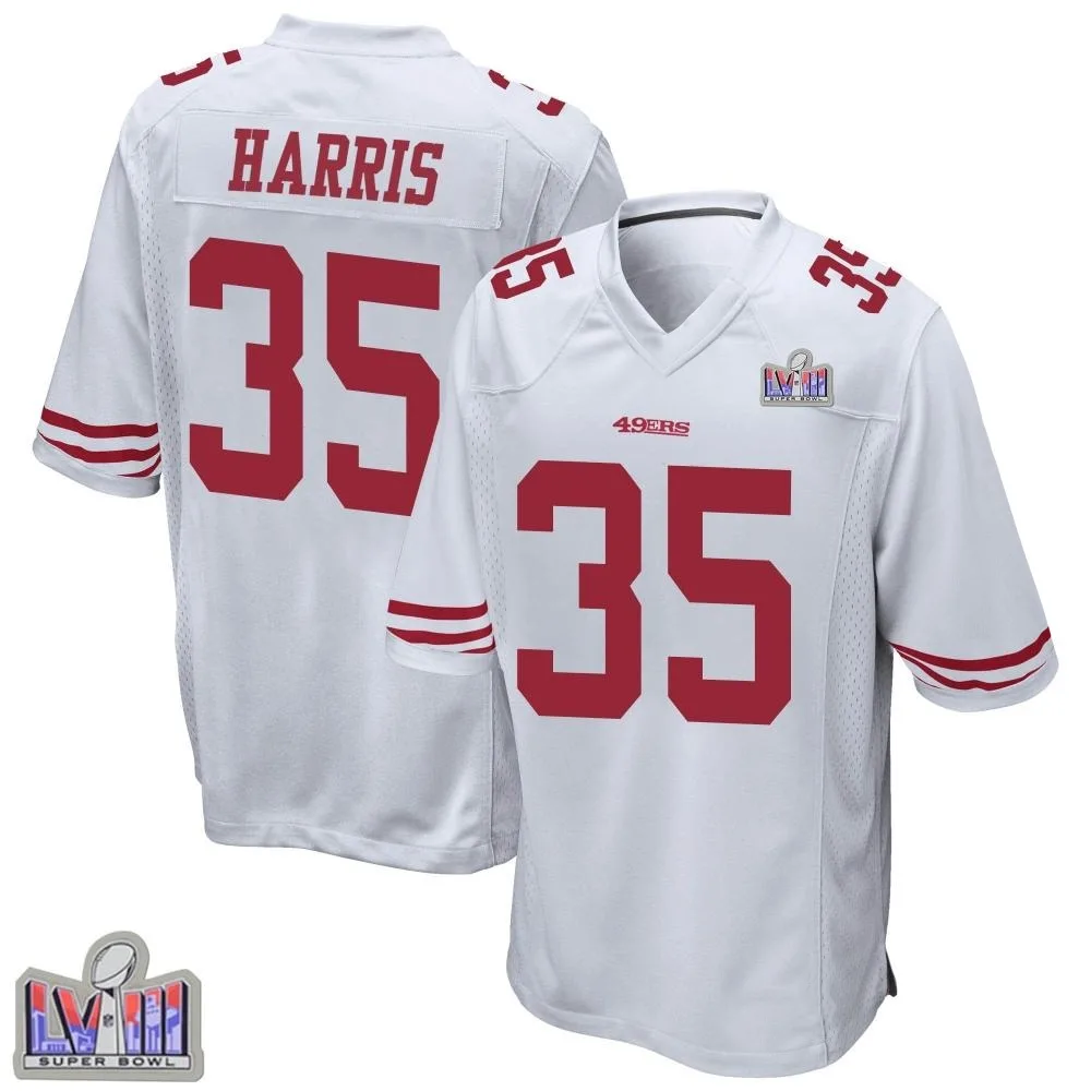 Youth San Francisco 49ers Erik Harris Nike Super Bowl LVIII Patch Game White Jersey Youth San Francisco 49ers Erik Harris Nike Super Bowl LVIII Patch Game White Jersey